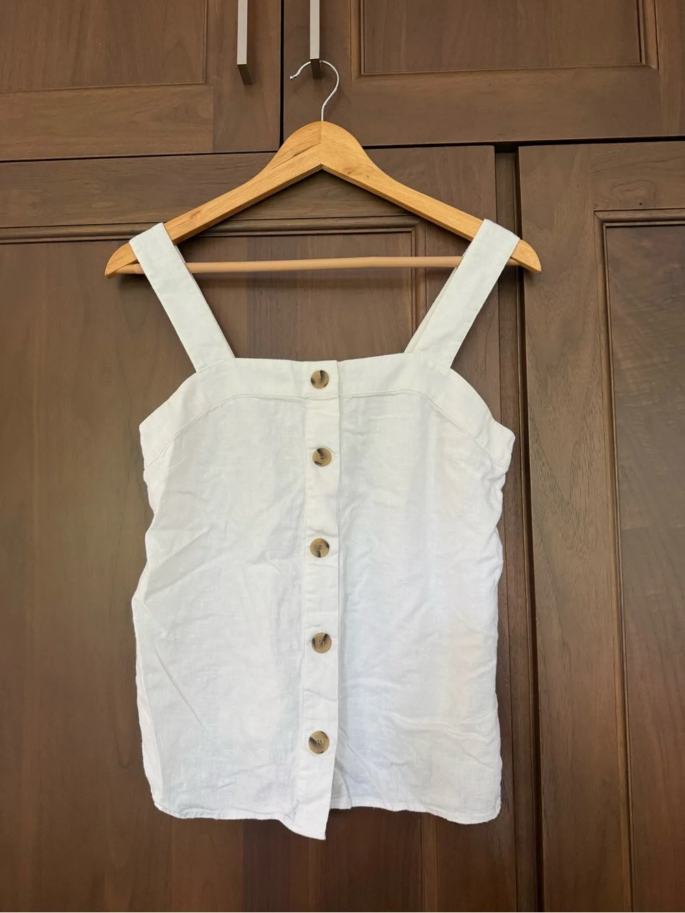 J. Crew White Button-Front Linen Camisole